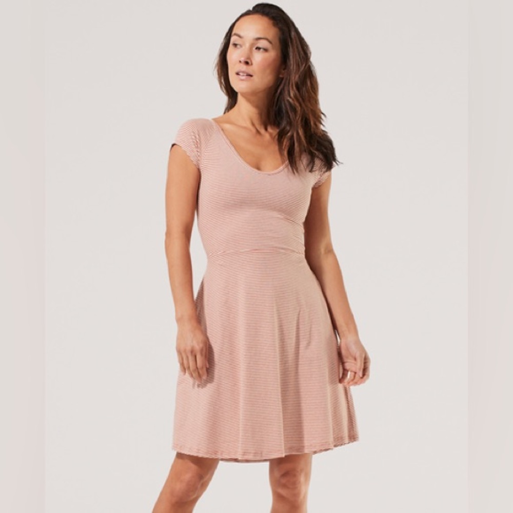Pact Pink Striped Midi Dress